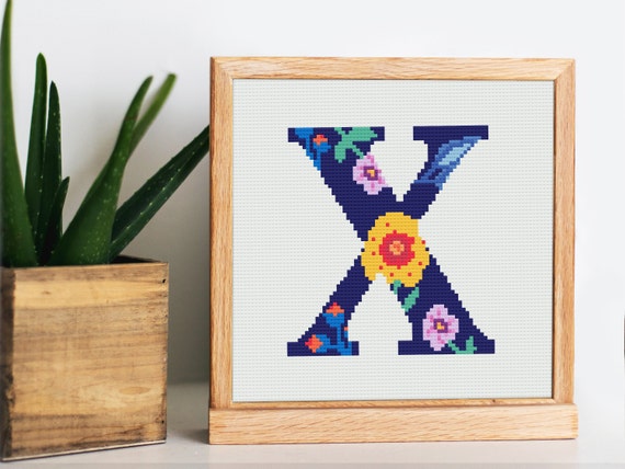 Cross Stitch Pattern Letter X Alphabet Pattern Floral | Etsy
