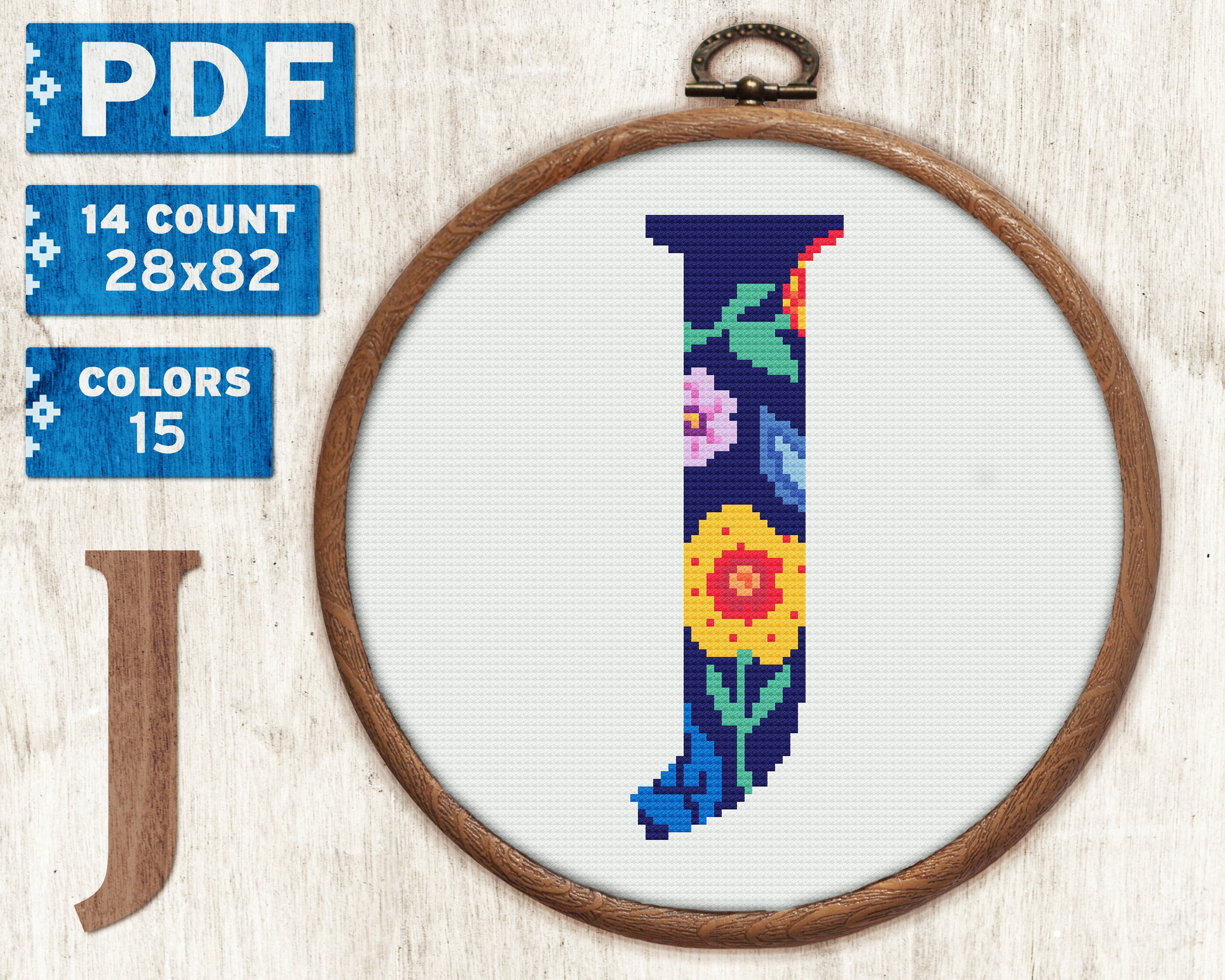 Cross Stitch Pattern Letter J Alphabet Pattern Letter J Etsy