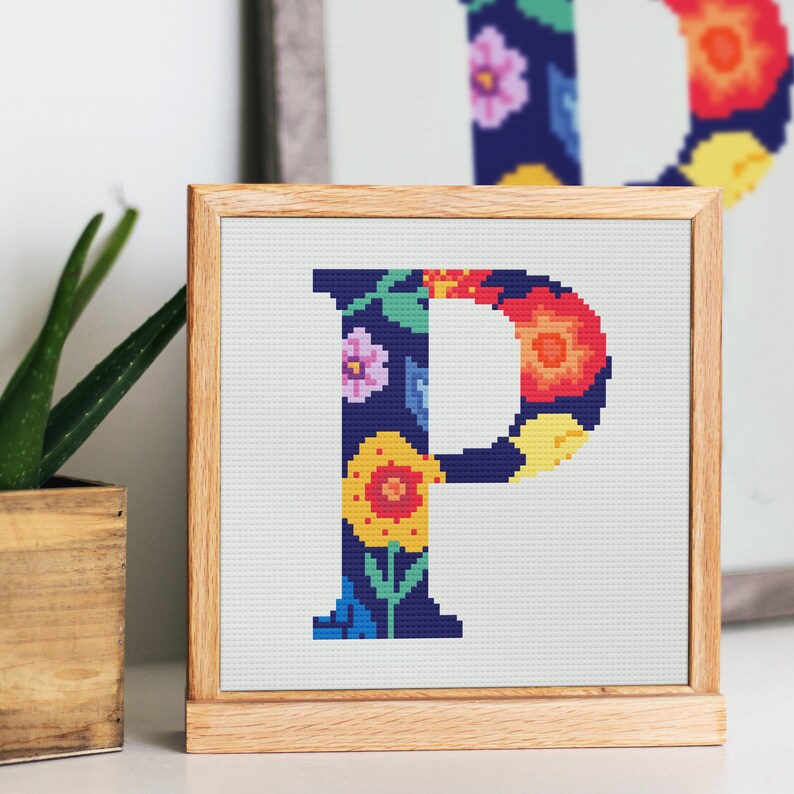 Cross Stitch Pattern Letter P - Alphabet Pattern | Floral Letter ...
