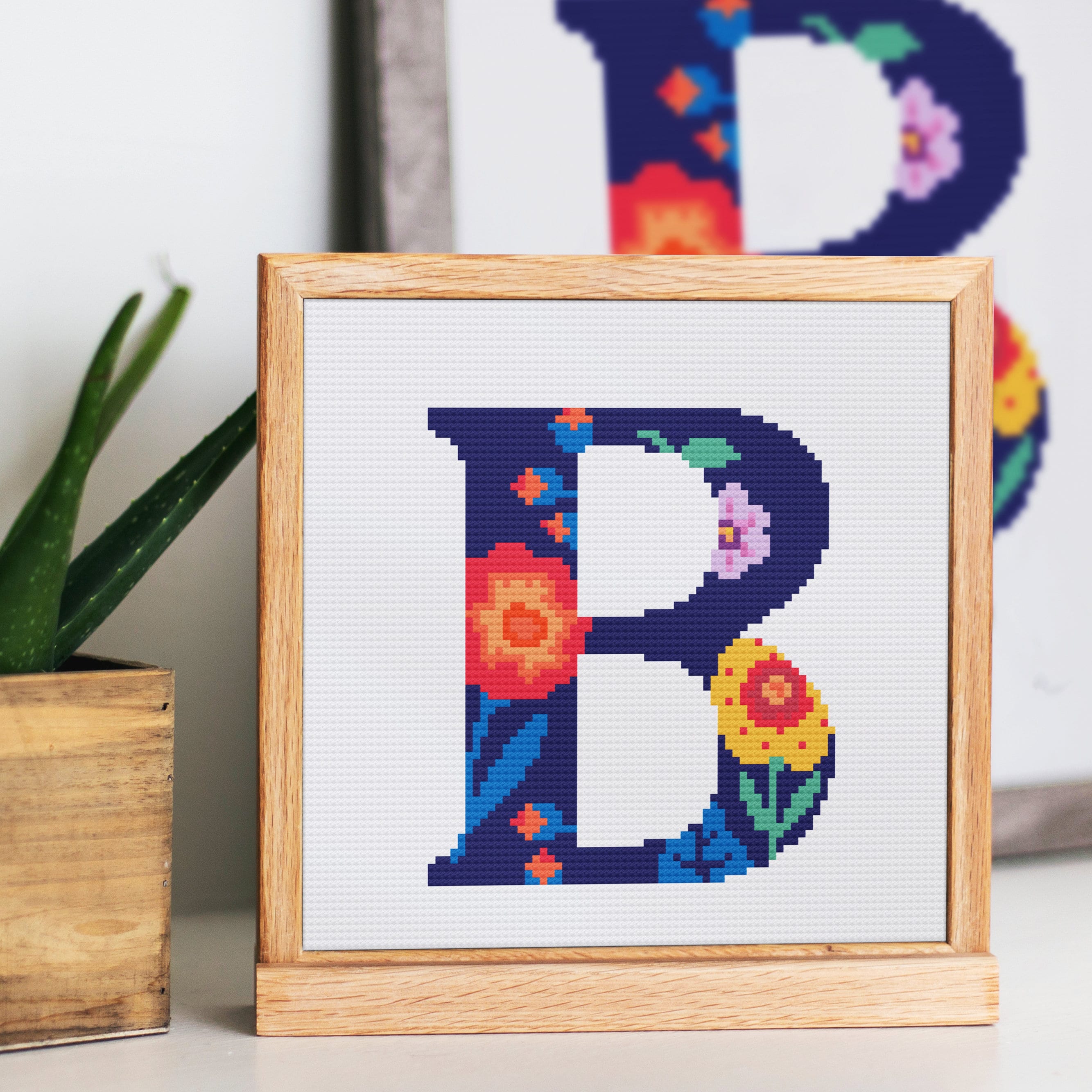 Cross Stitch Pattern Letter B Alphabet Pattern Floral - Etsy