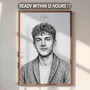 Desenho a lápis personalizado por foto: Retrato digital de casal minimalista • Arquivo de arte