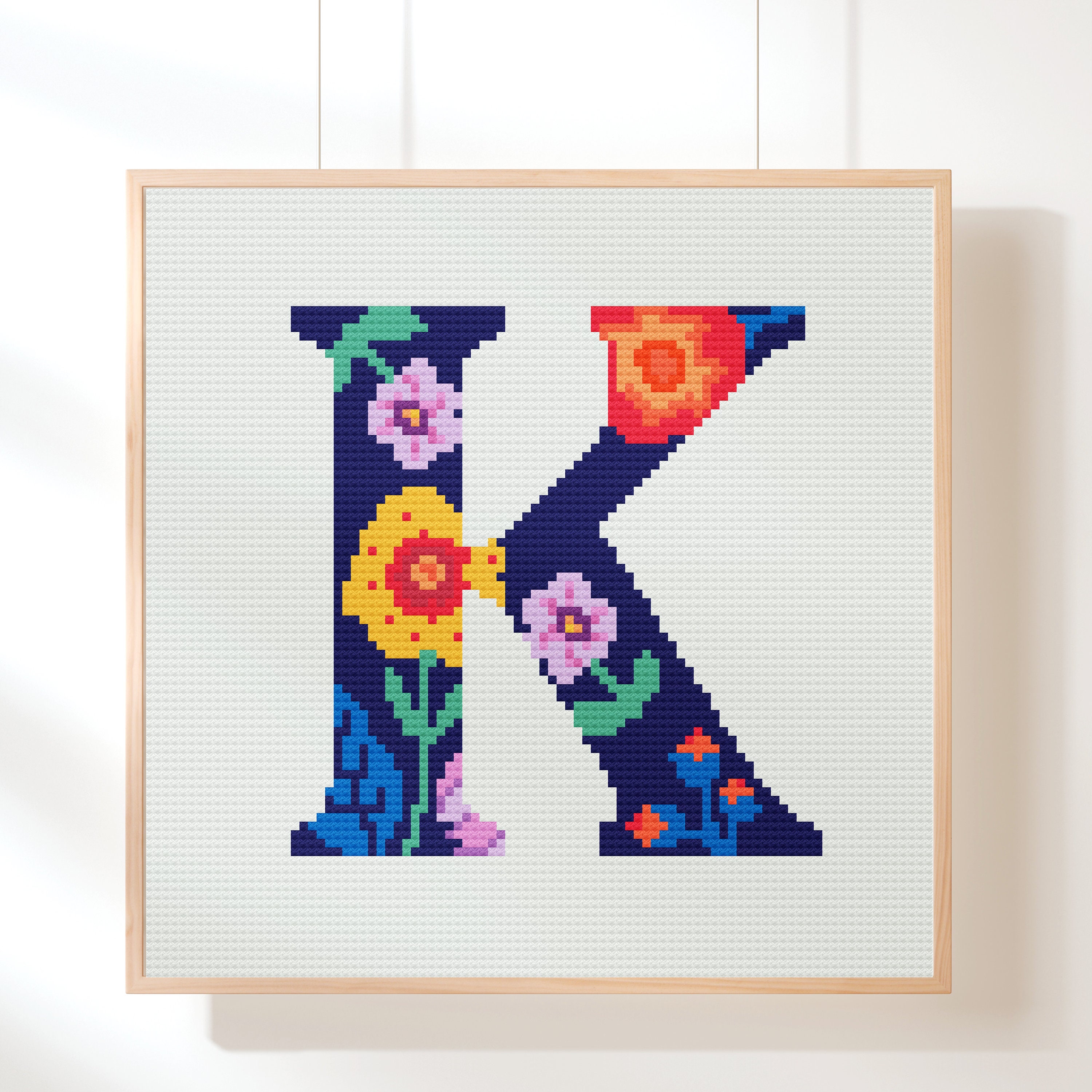 Patterned K Letter Cross Stitch Pattern Letter K | Alphabet Pattern | Floral Letter | PDF ...