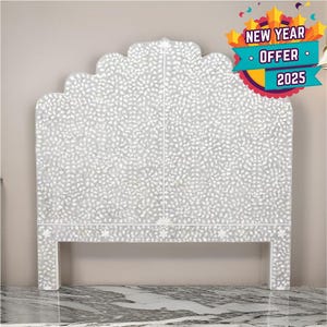 Mother of Pearl Inlay Headboard in Grey Color
