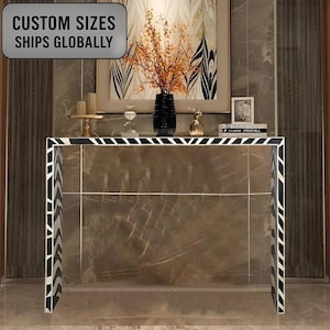Bone Inlay Zebra Pattern Home Decor Console