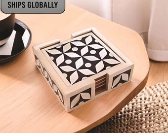 Bone Inlay Coaster Set