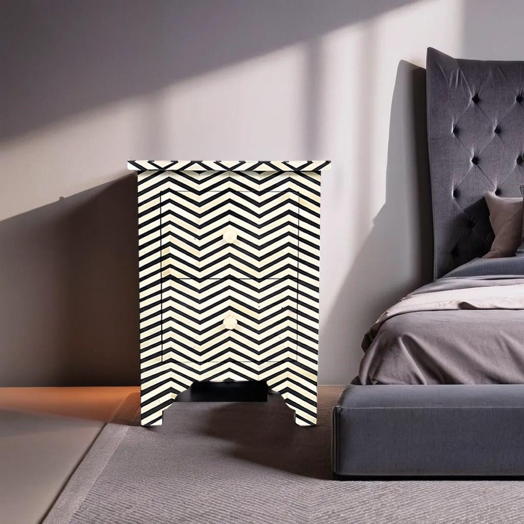 骨象嵌ベッドサイドテーブル - エンドテーブル - あらゆる機会に最適な