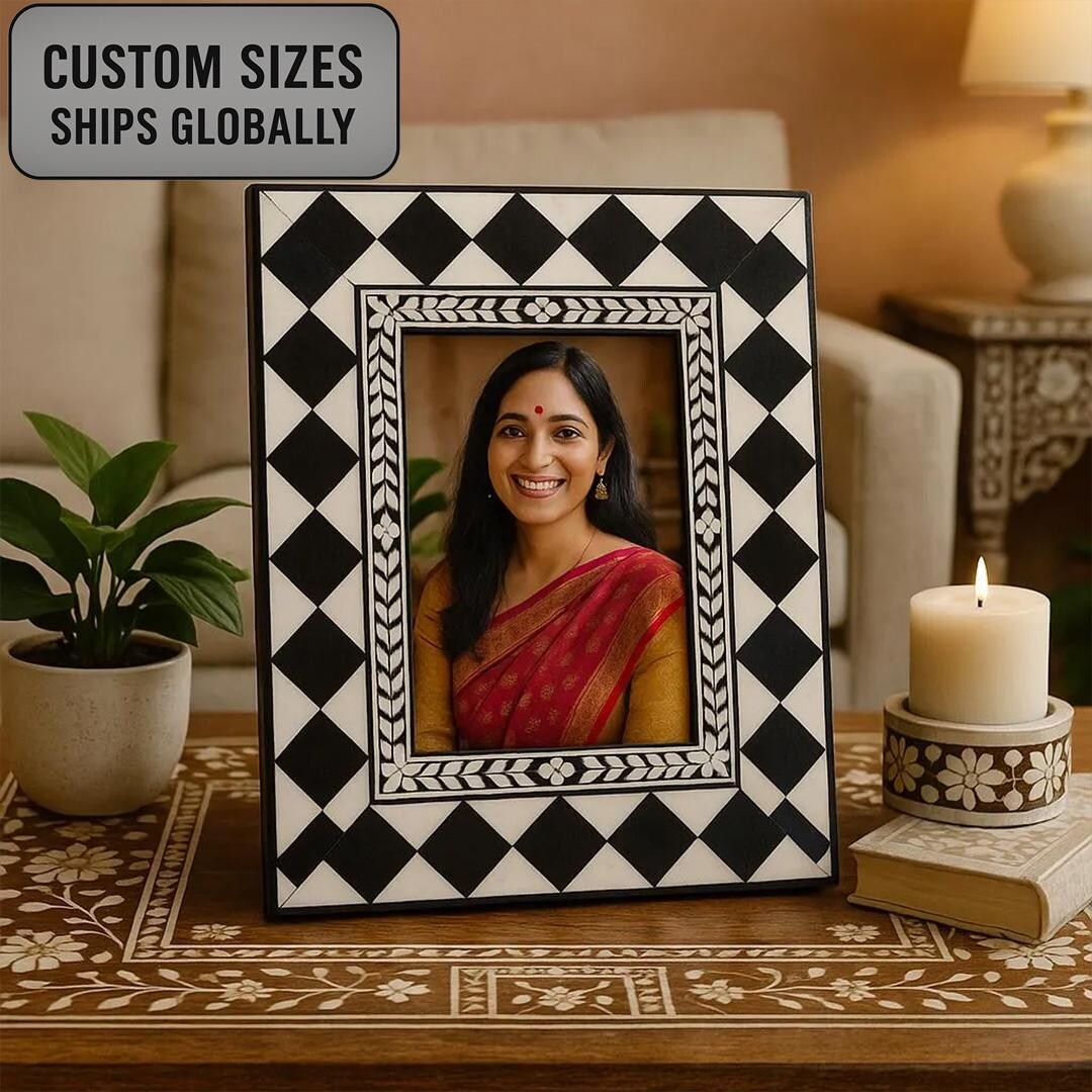 Geometric Patterned Photframe Bone Inlay Geometric Pattern Photo Frame – Available in 20 Stunning ...
