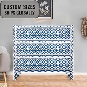 Bone Inlay Geometry Chest of 3 Drawers