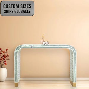 Consoletafel met ingelegd been Marokkaans patroon waterval