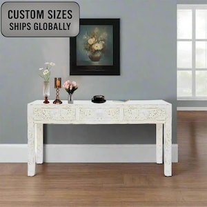 Mother of Pearl White Console Table with 3 Drawers – A Timeless Gift for Home Decor