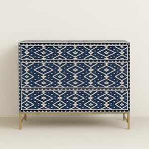 Bone Inlay Ikat Pattern Chest of 3 Drawers