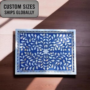 Mother Of Pearl Inlay Floral pattern  Rectangle Tray. Timeless Home Accent & Valentine’s Gift