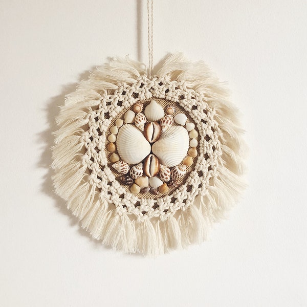 Macrame Shell Hanger Boho Style Wall Art Beach Decoration With Sea Shells Nursery Decoration