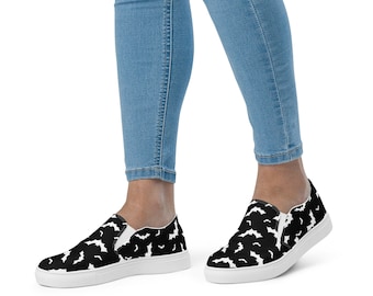 Women&#39;s Halloween Vans Style Shoes | Bat Print Vans | Halloween Canvas Shoes | Halloween Costume | Women’s slip-on canvas shoes