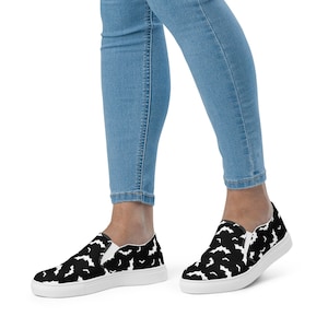 Women's Halloween Vans Style Shoes | Bat Print Vans | Halloween Canvas Shoes | Halloween Costume | Women’s slip-on canvas shoes