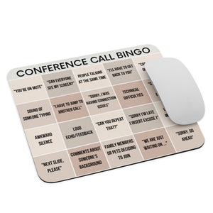 Conference Call Bingo Mouse Pad | Zoom Call Bingo | Funny Coworker Gift Idea | Office Gag Gift | Home Office Decor | Cubicle Decor
