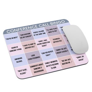 Conference Call Bingo Mouse Pad | Zoom Call Bingo | Funny Coworker Gift Idea | Office Gag Gift | Home Office Decor | Cubicle Decor