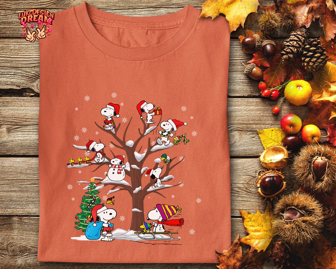 Santa Snoopy Snow Tree Shirt Snoopy Sleigh Christmas Tree | Etsy