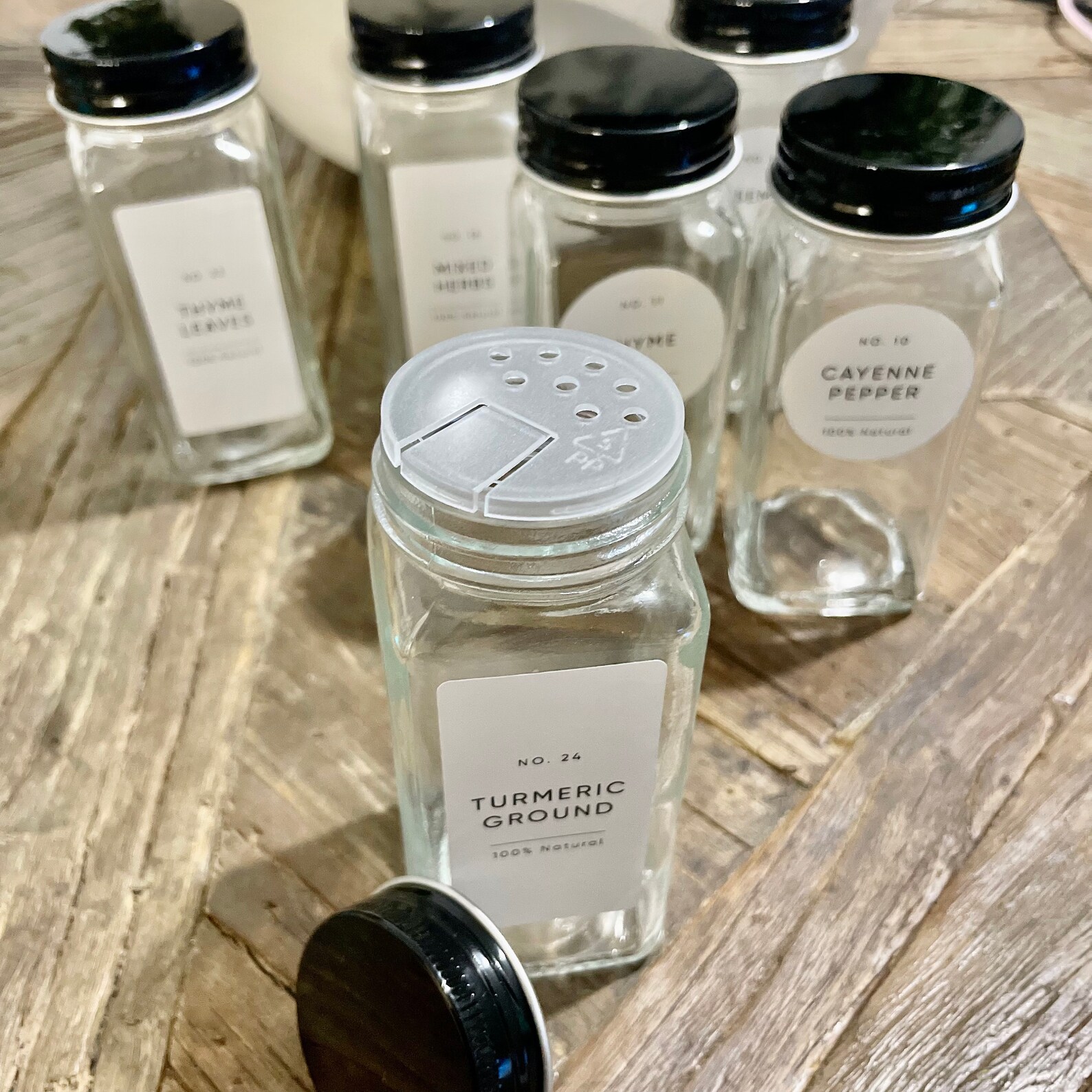 120ml Glass Spice Jars with Black Lids and Custom Minimalist Etsy