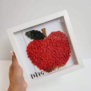 Personalized Teacher Shadow Box | flowers Apple Art | Apple shadowbox| Teacher frame| End-of-Year Appreciation Keepsake | Teacher Gift