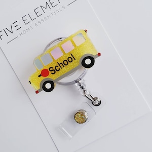 Scuolabus Badge Reel / Cute Badge Reels / Bobina badge ID / Regalo / Porta badge ID retrattile / Insegnanti / Regalo insegnante /