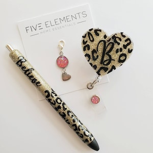 Cute Gift box | Glitter pen and Badge reel gift duo | Glitter pen gift | Badge reel gift | Badge charm gift | Custom badge reel and Pen |