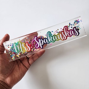 Personalized Desk Name plaque | Custom Plaque|Lisa Frank Inspired| Rainbow| Banker Name plaque|Secretary Name plaque| Teacher Name Plaque
