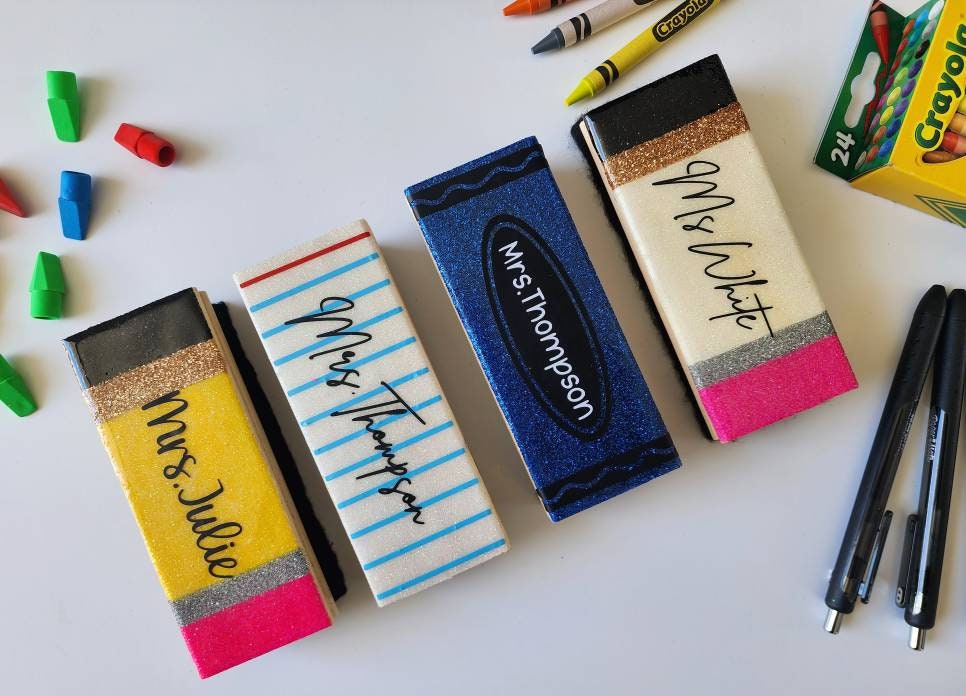 Personalized Board Eraser|Pencil Eraser|Glitter Eraser|Cute Teacher Gift|Customized Eraser|Crayon Eraser|Teacher Epoxy Resin Eraser Board