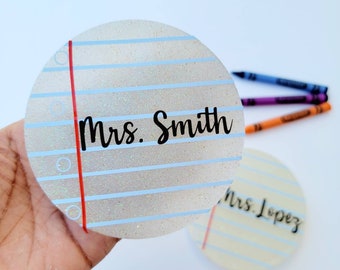 Personalized Teacher appreciation coasters | Custom coasters |Teachers Gift | Educators| Back to school| Notebook coaster|Cute Teacher Gift