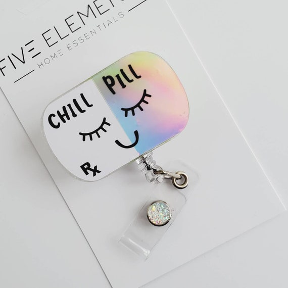 Chill Pill Badge Reel Cute Badge Reels ID Badge Reel Gift Retractable ID  Badge Holder Humor Gift -  Australia