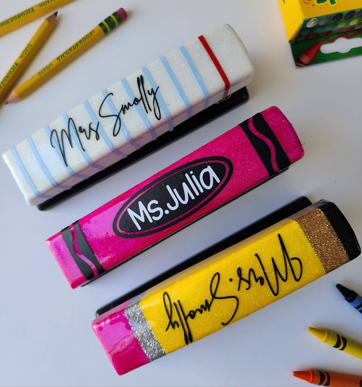 Mini Fill Stitch Back to School Crayon Notebook Monogram Frame