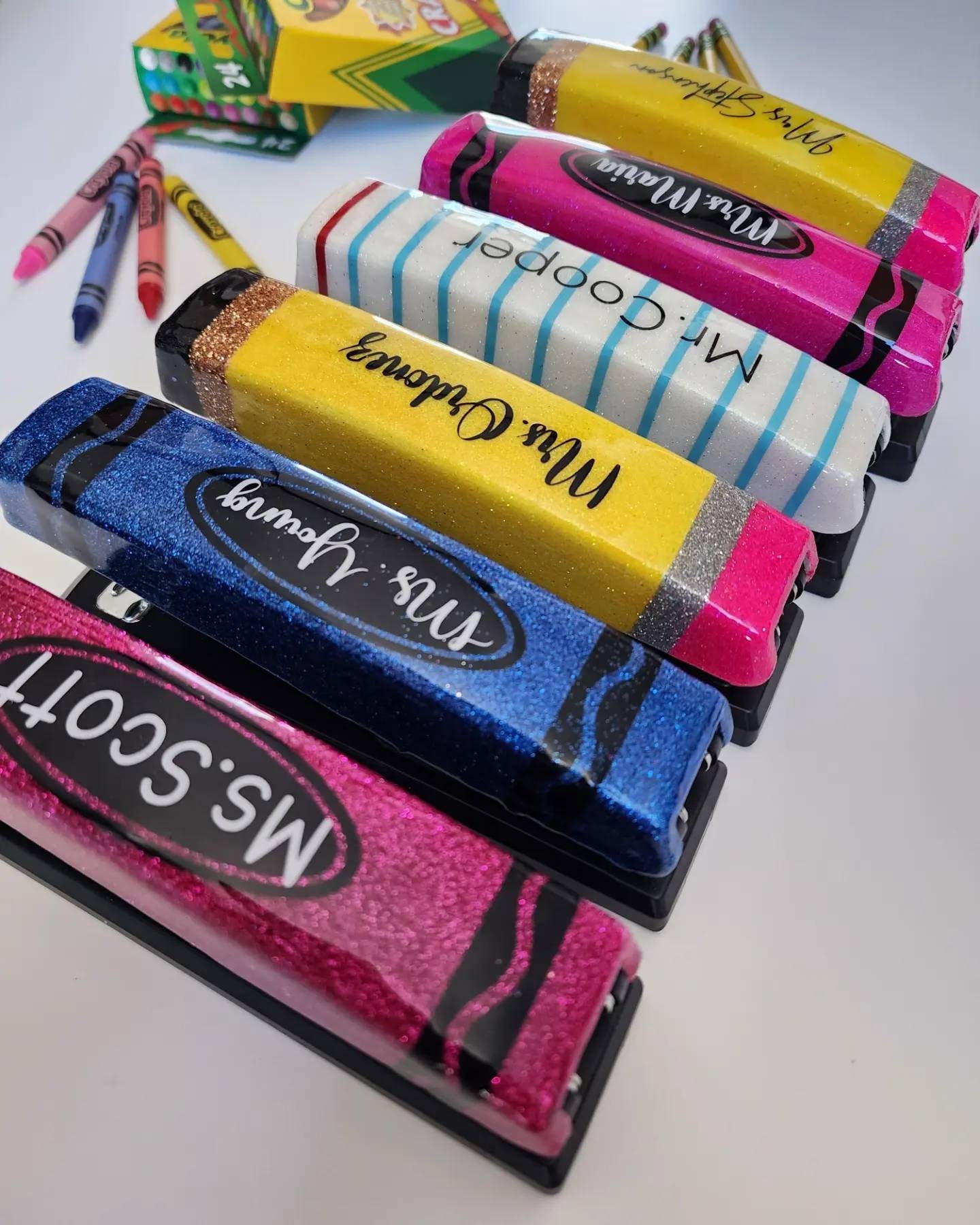 Personalized Stapler|Teacher Stapler|Pencil Stapler|Glitter Stapler|Cute Teacher Gift| Epoxy Resin Stapler|Crayon Stapler|Notebook Stapler