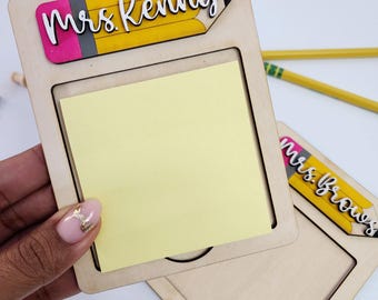 Teacher Sticky note holder | Custom sticky note holder | Teacher Gift | Wooden sticky note holder