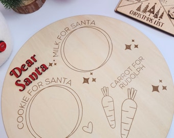 Santa Cookie Plate | Wooden Santa Cookie Plate | Santa Cookie Tray | Wooden Santa Cookie Tray | Christmas | Cookie and milk Plate | Custom