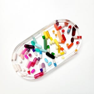 Rainbow Resin Pill Tray: Colorful Desk Organizer