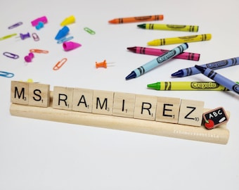 Personalized Teacher Desk Name plaque | Custom Plaque|Teachers Gift | Educators | Teacher Name Plaque| Scrabble Name Plate | Desk Name Plate