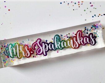 Personalized Desk Name plaque | Custom Plaque|Name Plate | Desk Name Plaque | Rainbow Name plaque| Secretary Name plaque|Teacher Name Plaque