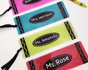 Glitter Bookmarks|Teacher appreciation |Custom bookmark | Teacher Gift| Crayon bookmark| Colorful bookmark| Jumbo Bookmark| Resin Bookmark