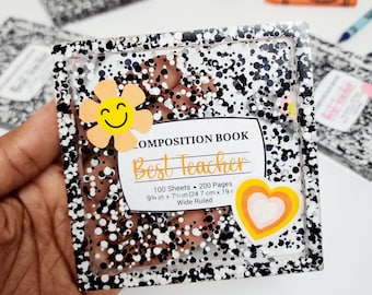 Personalized Teacher coaster|Custom coaster |Teachers Gift|Composition book coaster| Teacher |Resin Coasters |Teacher appreciation | Retro