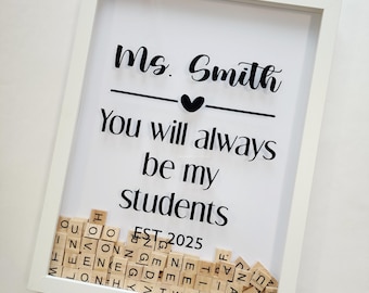 Impact Jar| Impact Shadow Box| Teacher Gift| Scrabble| Teacher Memory Box| Custom Teacher Frame| Teacher Appreciation|Retirement Gift