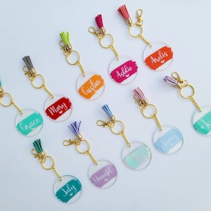Personalized Keychain | Name Keychain | Frase Keychain | Round Keychain | Cute Keychain | Custom Keychain | Brush stroke Keychain |