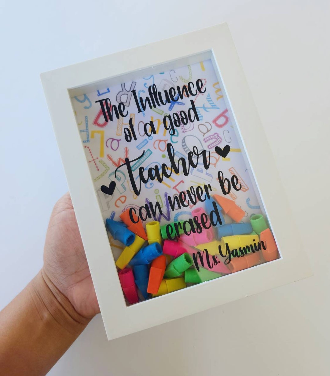 Teacher Erasers Wall Art Erasers Shadow Box Customized Teacher Shadow Box Teacher Appreciation