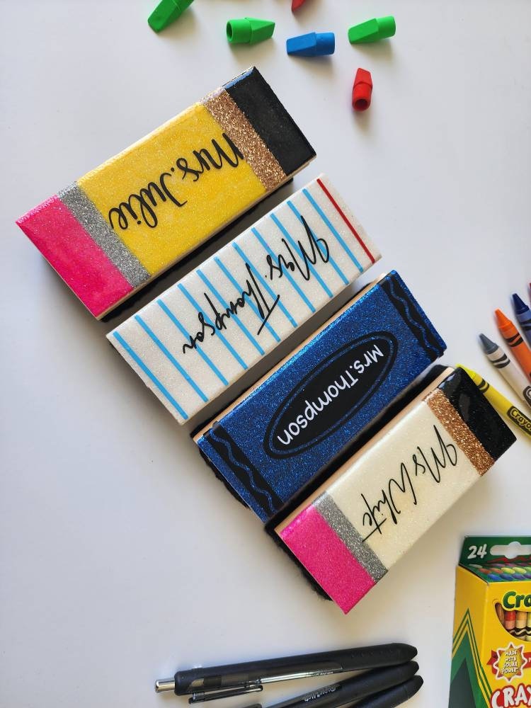 Personalized Board Eraser|Pencil Eraser|Glitter Eraser|Cute Teacher Gift|Customized Eraser|Crayon Eraser|Teacher Epoxy Resin Eraser Board