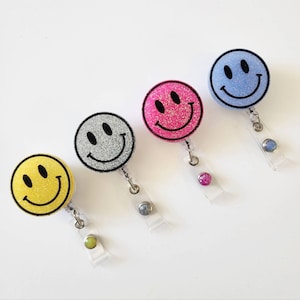 Happy Face Badge Reel|Cute Badge Reels|Gift| Retractable ID badge holder | Be Happy Badge reel|Happy Face ID Holder|Smiley Reel|Smile Reel