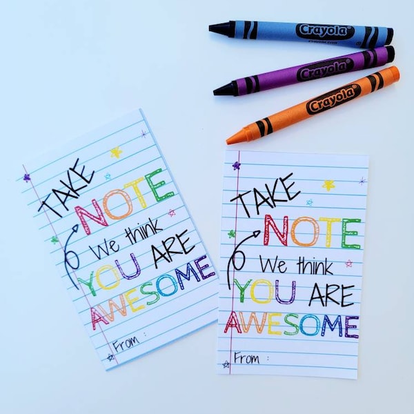 Take Note we think you are awesome | Gift note | Teacher Gift Note | Teacher Cards | Best Teacher | Gift Wrap |