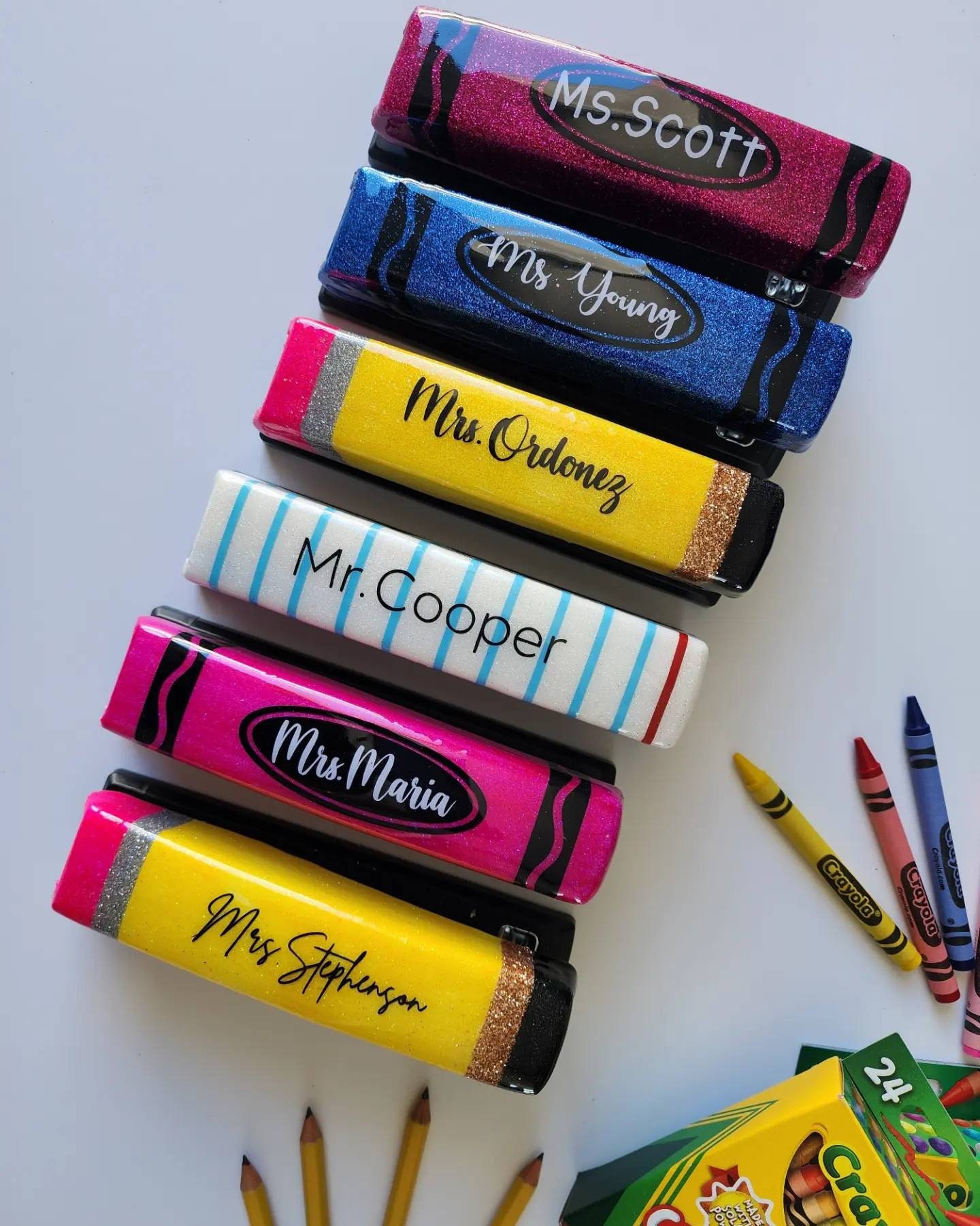 Personalized Stapler|Teacher Stapler|Pencil Stapler|Glitter Stapler|Cute Teacher Gift| Epoxy Resin Stapler|Crayon Stapler|Notebook Stapler