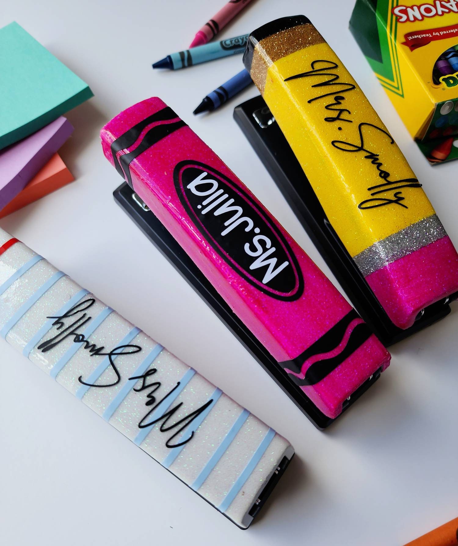 Personalized Stapler|Teacher Stapler|Pencil Stapler|Glitter Stapler|Cute Teacher Gift| Epoxy Resin Stapler|Crayon Stapler|Notebook Stapler