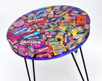 Resin Candy Table | Candy side Table | Resin Table | Colorful Table | Epoxy Resin| Game room decor
