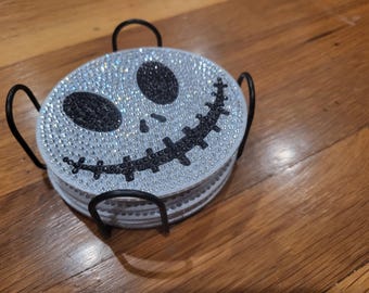 Skeleton Face Diamond Painted Coasters