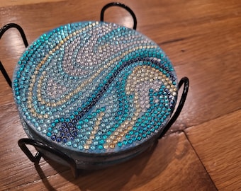 Marble (Blue/Green) Diamond Painted Coasters